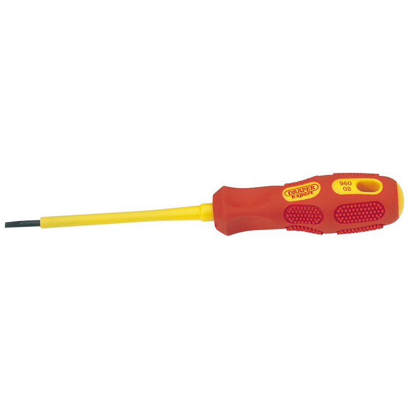 Draper VDE Approved Fully Insulated Plain Slot Screwdriver, 2.5 x 75mm (Sold Loose) DRA-69216