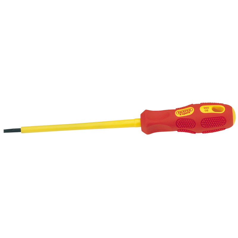 Draper VDE Approved Fully Insulated Plain Slot Screwdriver, 3.0mm x 100mm (Sold Loose) DRA-69217