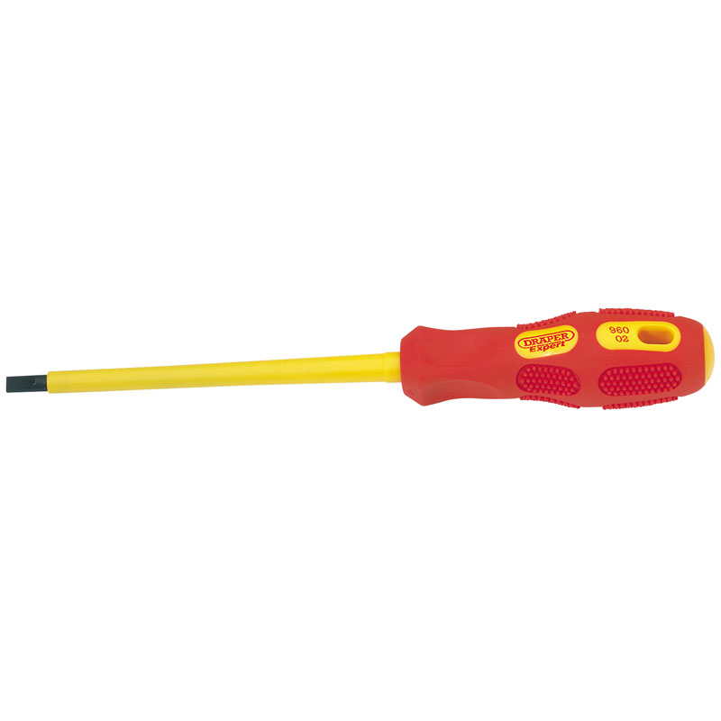 Draper VDE Approved Fully Insulated Plain Slot Screwdriver, 5.5 x 125mm (Sold Loose) DRA-69219