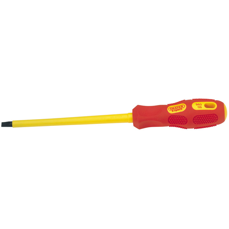 Draper VDE Approved Fully Insulated Plain Slot Screwdriver, 6.5 x 150mm (Sold Loose) DRA-69220