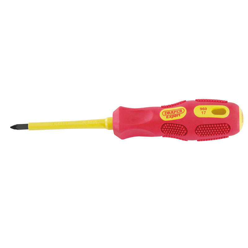 Draper VDE Approved Fully Insulated PZ TYPE Screwdriver, No.1 x 80mm (Display Packed) DRA-69228