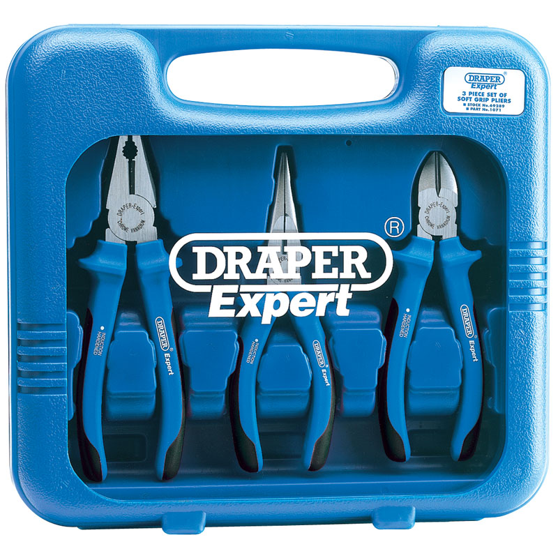Draper Heavy Duty Soft Grip Pliers Set (3 Piece) DRA-69289