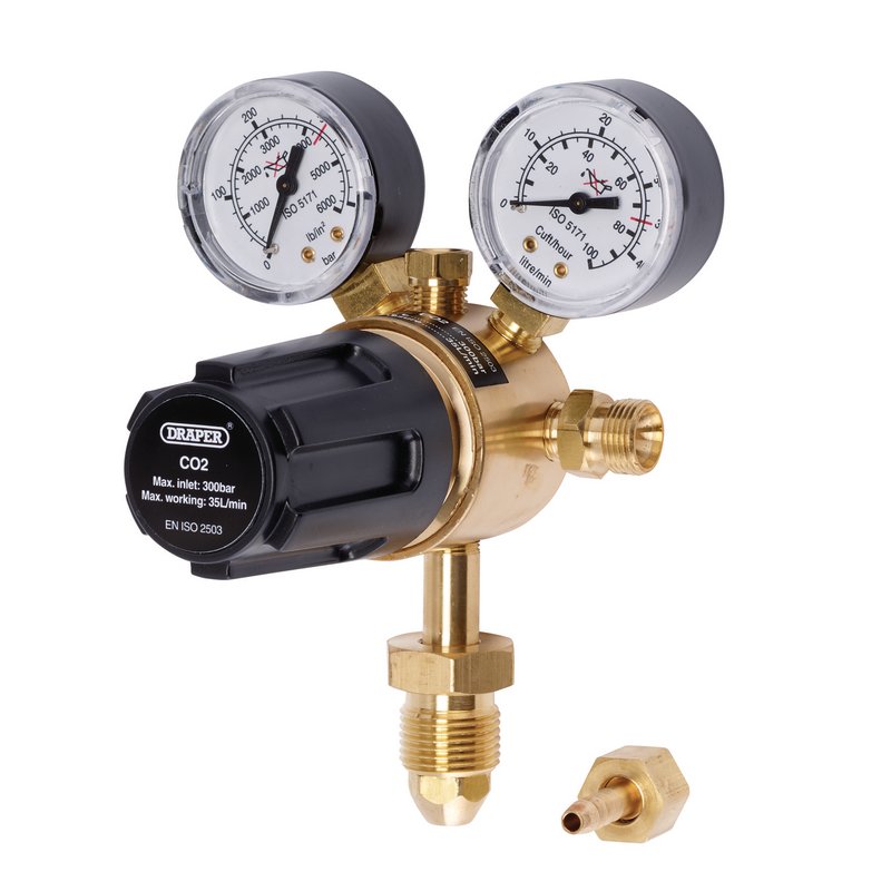 Draper Industrial Gas Bottle Regulator with Double Gauge, 300 bar DRA-70147