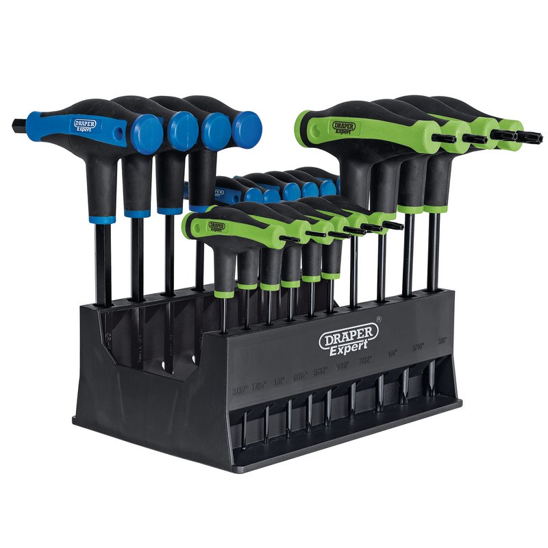 Draper Expert Soft Grip 'T' Handle Hexagon & TX-STAR® ; End Key Set (20 Piece) DRA-70388