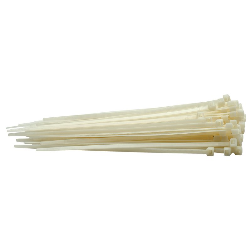 Draper Cable Ties, 4.8 x 200mm, White (Pack of 100) DRA-70394