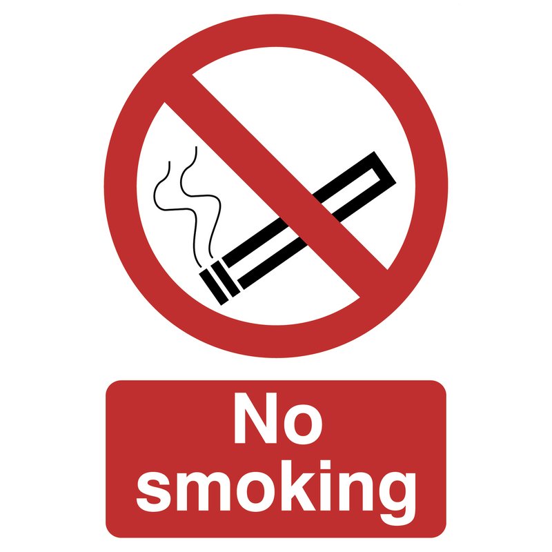 Draper No Smoking' Prohibition Sign, 200 x 300mm DRA-72165