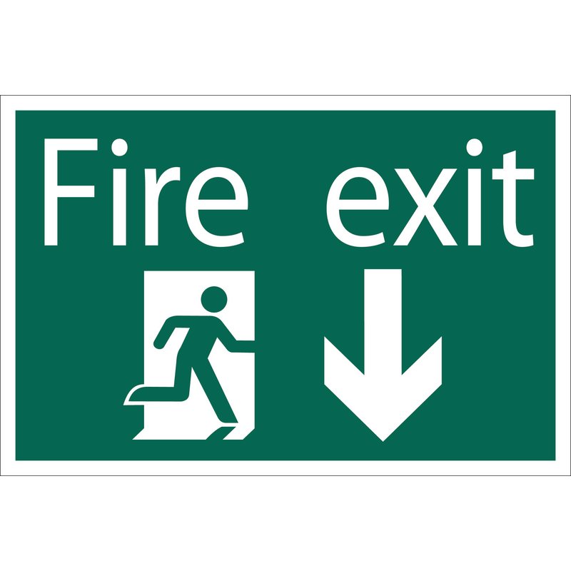 Draper Fire Exit Arrow Down' Safety Sign DRA-72446