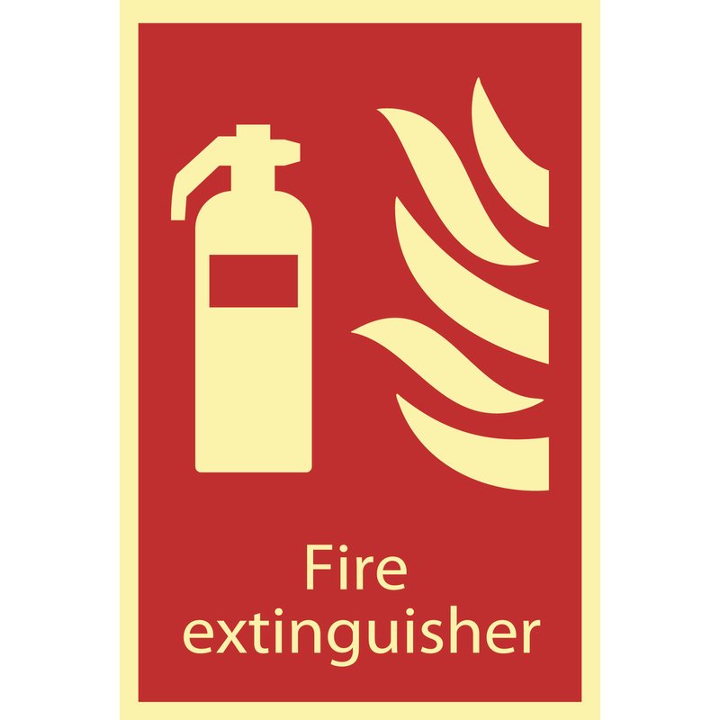 Draper Glow In The Dark 'Fire Extinguisher' Fire Equipment Sign DRA-72598