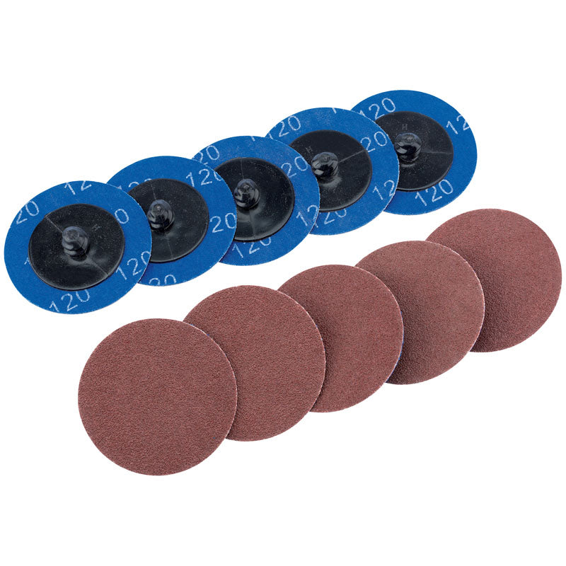 Draper Aluminium Oxide Sanding Discs, 50mm, 120 Grit (Pack of 10) DRA-75611