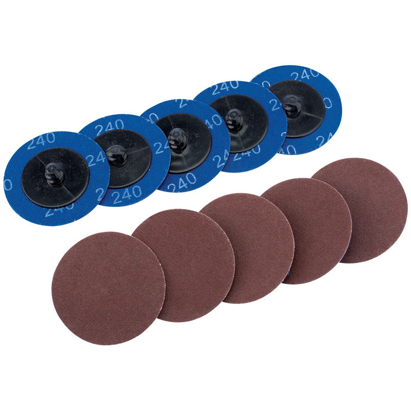 Draper Aluminium Oxide Sanding Discs, 50mm, 240 Grit (Pack of 10) DRA-75613