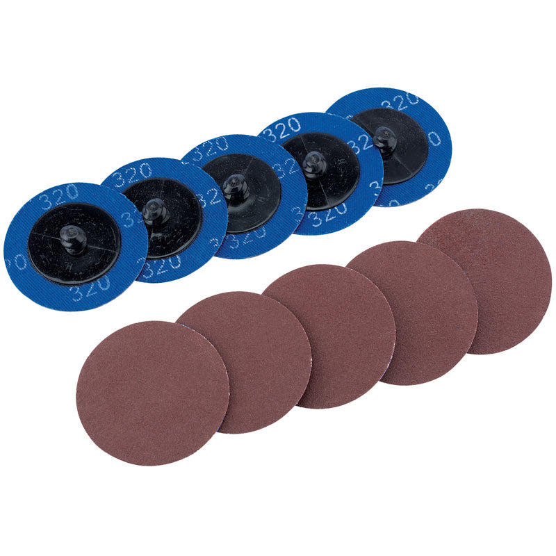 Draper Aluminium Oxide Sanding Discs, 50mm, 320 Grit (Pack of 10) DRA-75614