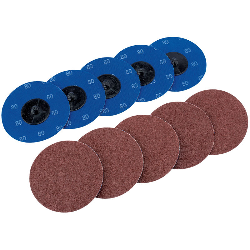Draper Aluminium Oxide Sanding Discs, 75mm, 80 Grit (Pack of 10) DRA-75616