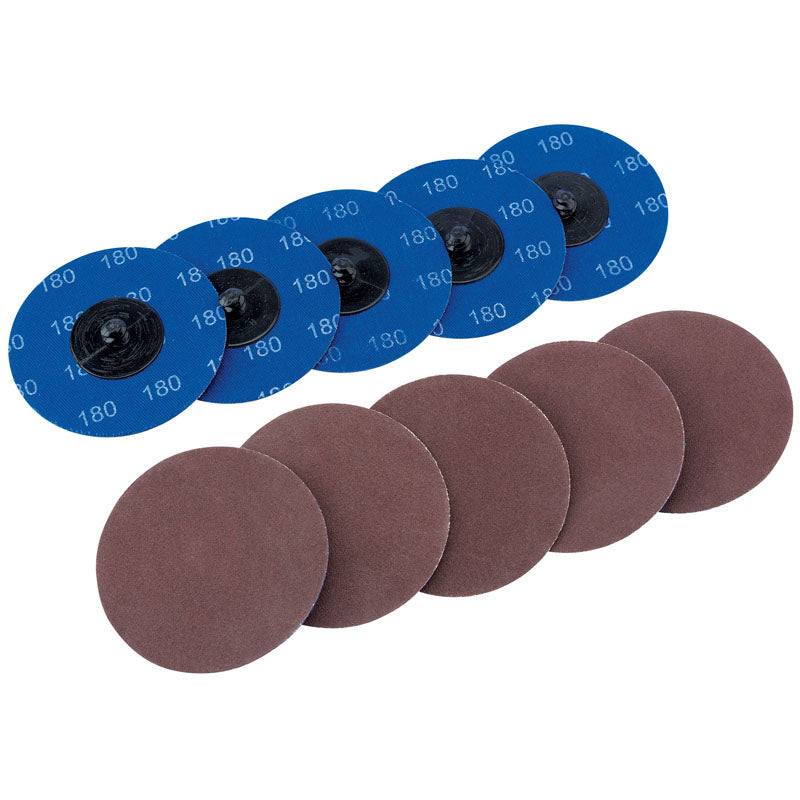 Draper Aluminium Oxide Sanding Discs, 75mm, 180 Grit (Pack of 10) DRA-75618