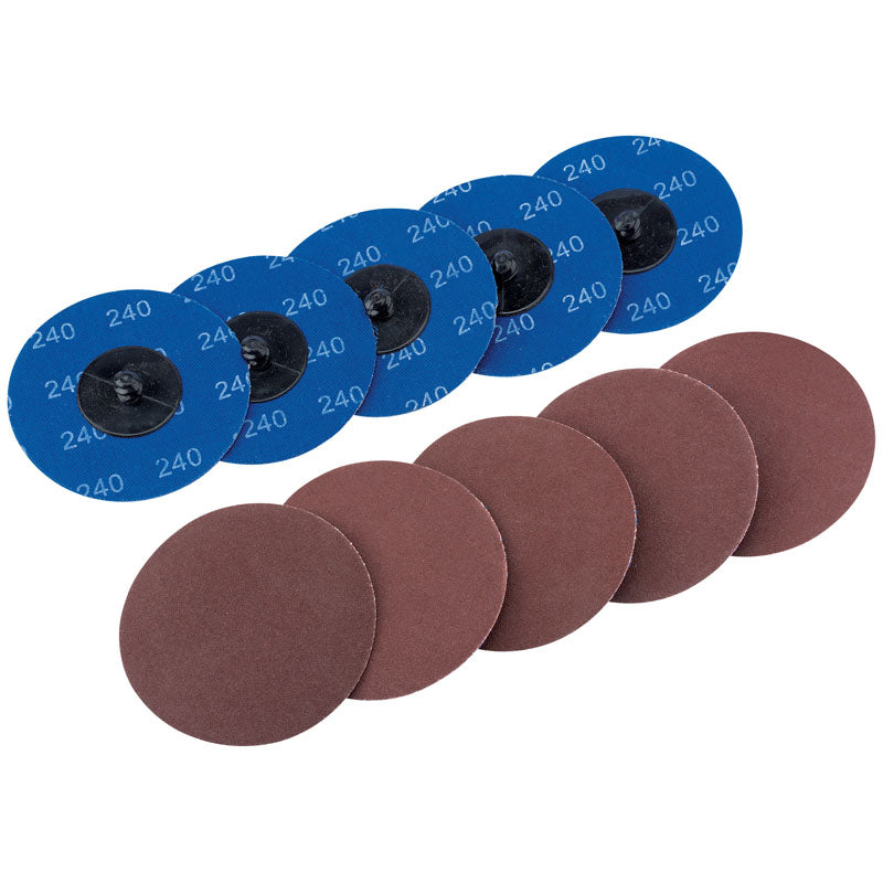 Draper Aluminium Oxide Sanding Discs, 75mm, 240 Grit (Pack of 10) DRA-75619