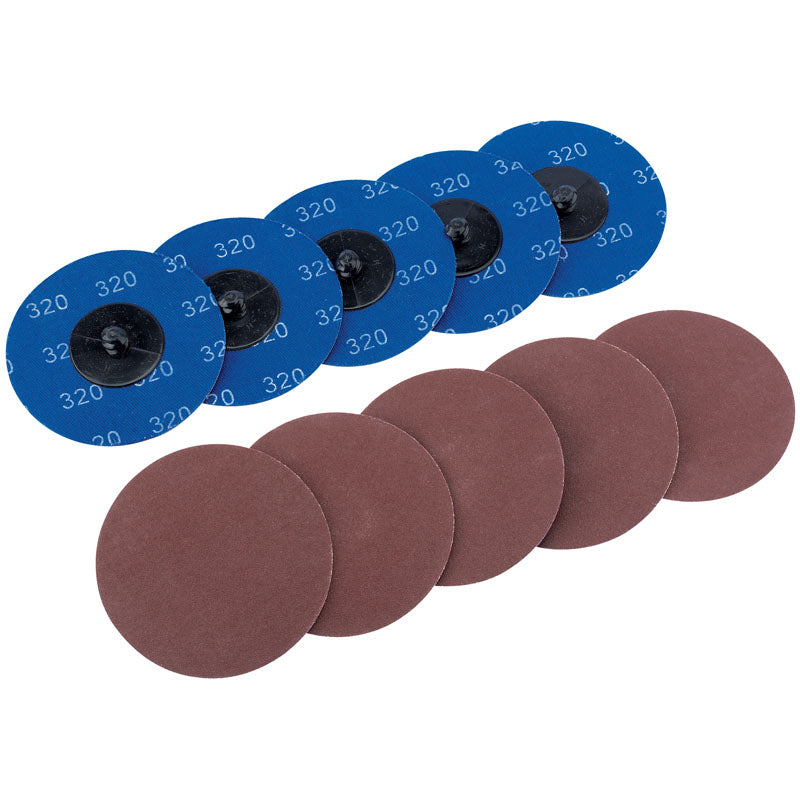 Draper Aluminium Oxide Sanding Discs, 75mm, 320 Grit (Pack of 10) DRA-75620