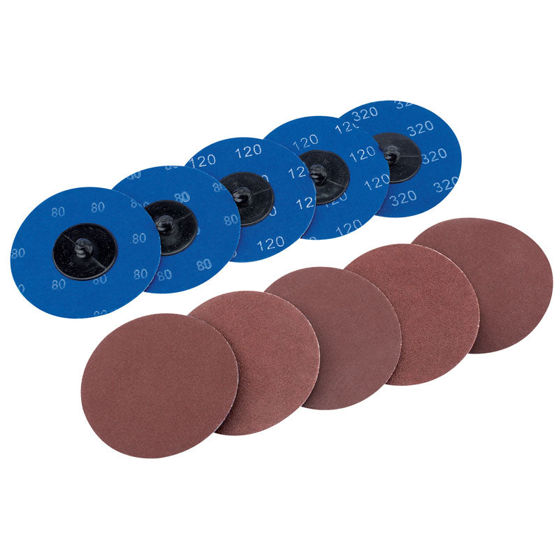 Draper Assorted Aluminium Oxide Sanding Discs, 75mm (Pack of 10) DRA-75621
