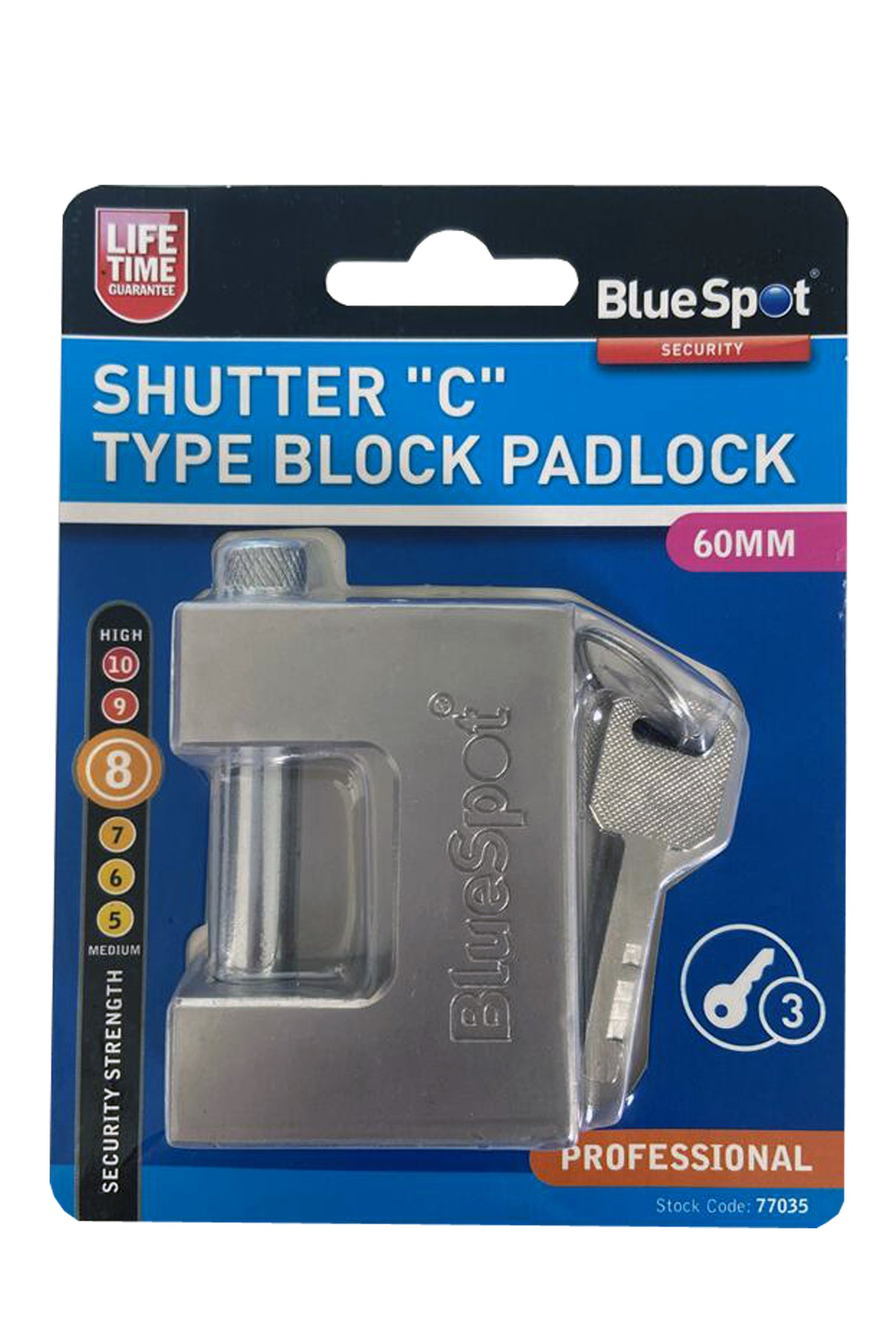 BlueSpot 60mm Shutter "C" Type Block Padlock 77035