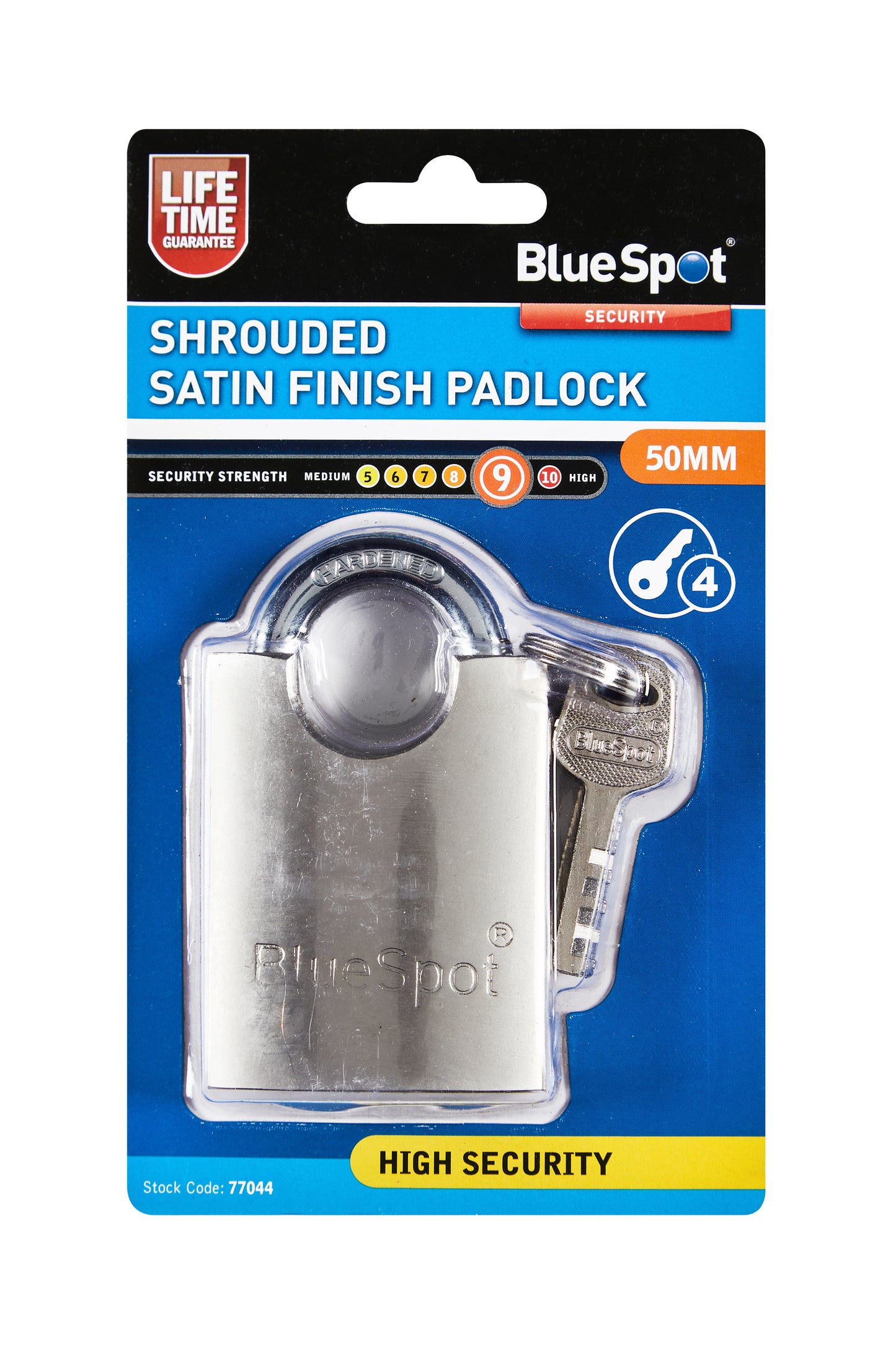 BlueSpot 50mm Shrouded Satin Finish Padlock 77044