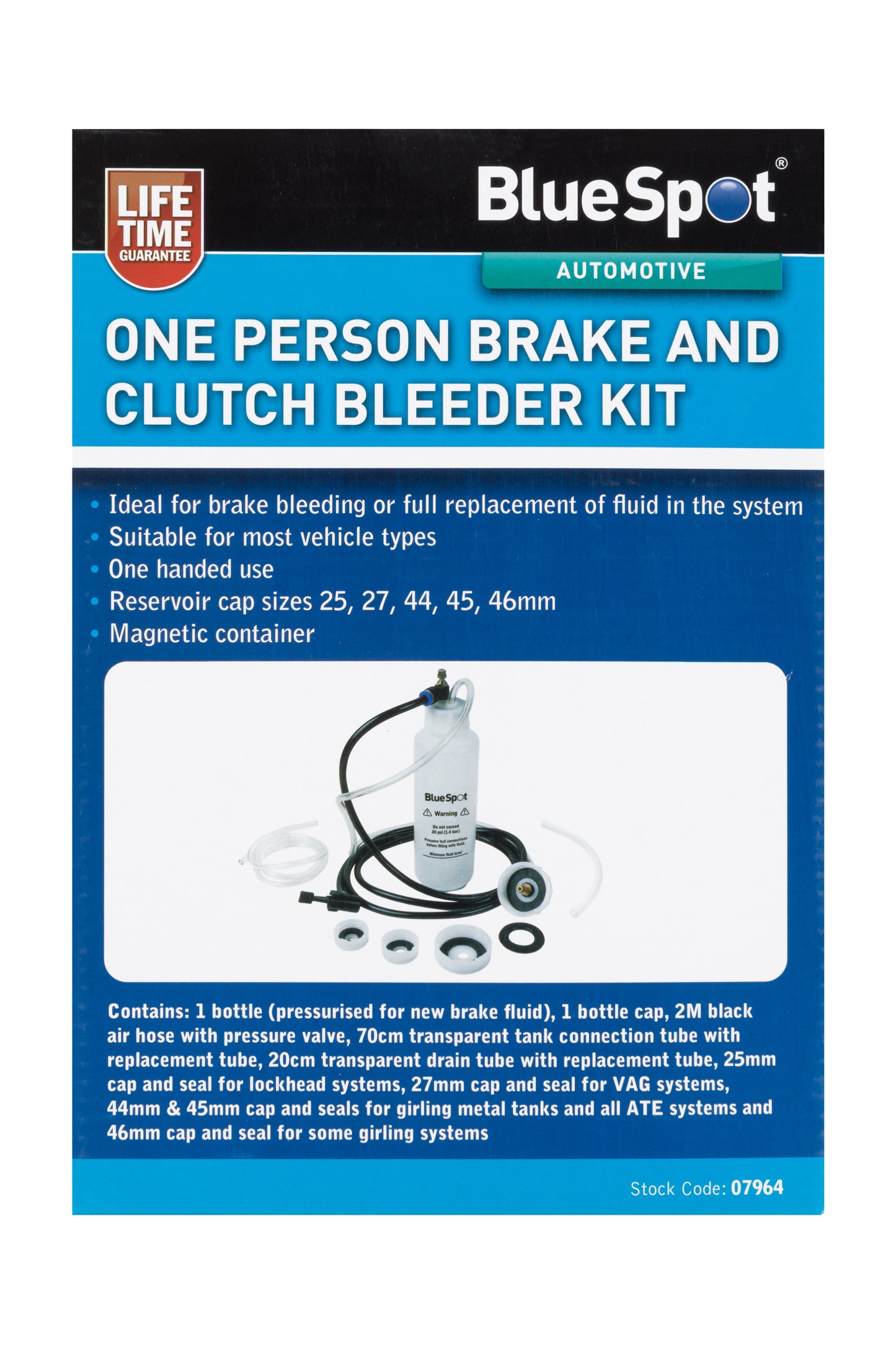 BlueSpot One Person Brake And Clutch Bleeder Kit 07964