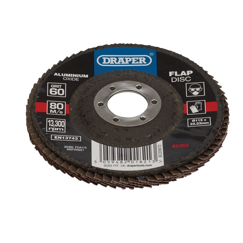 Draper 115MM FLAP DISC 60G ALOX DRA-82360