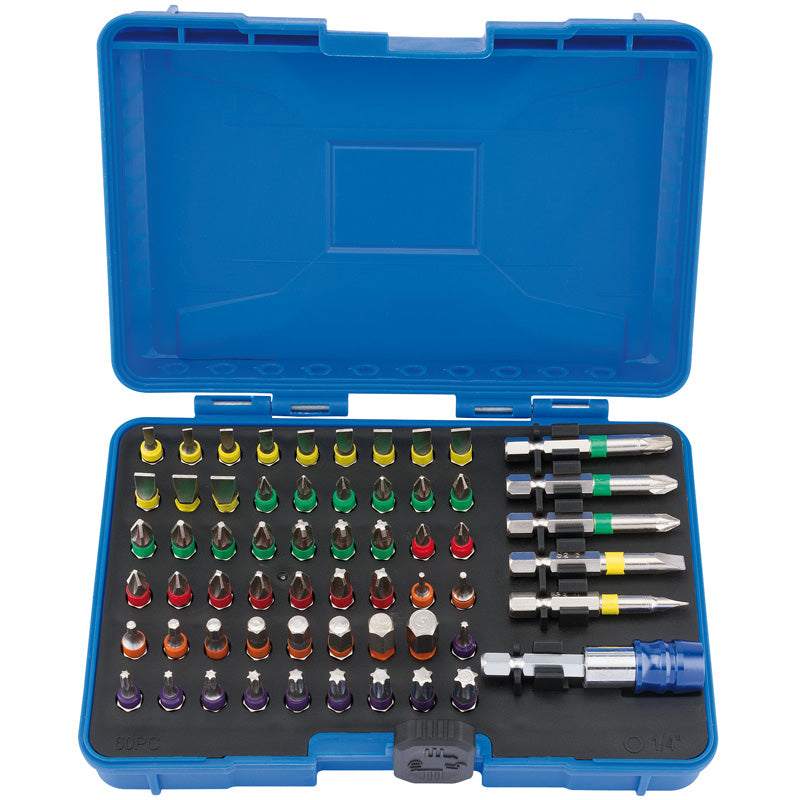 Draper Coloured Screwdriver Bit Set (60 Piece) DRA-82405