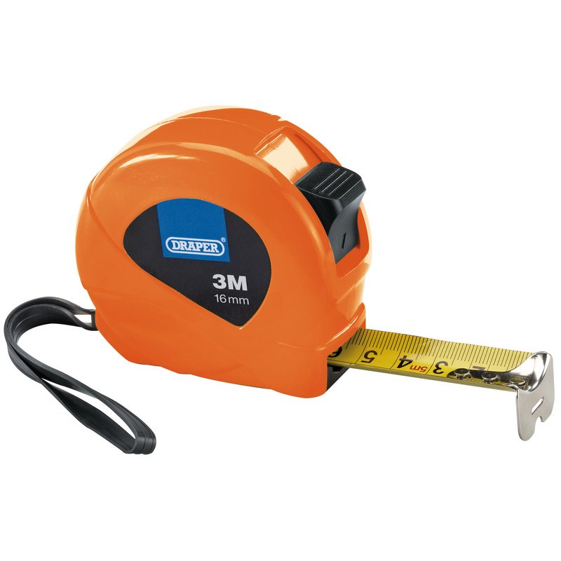 Draper Measuring Tapes, 3m/10ft x 16mm, 3 Colours (Dispenser of 12) DRA-82435