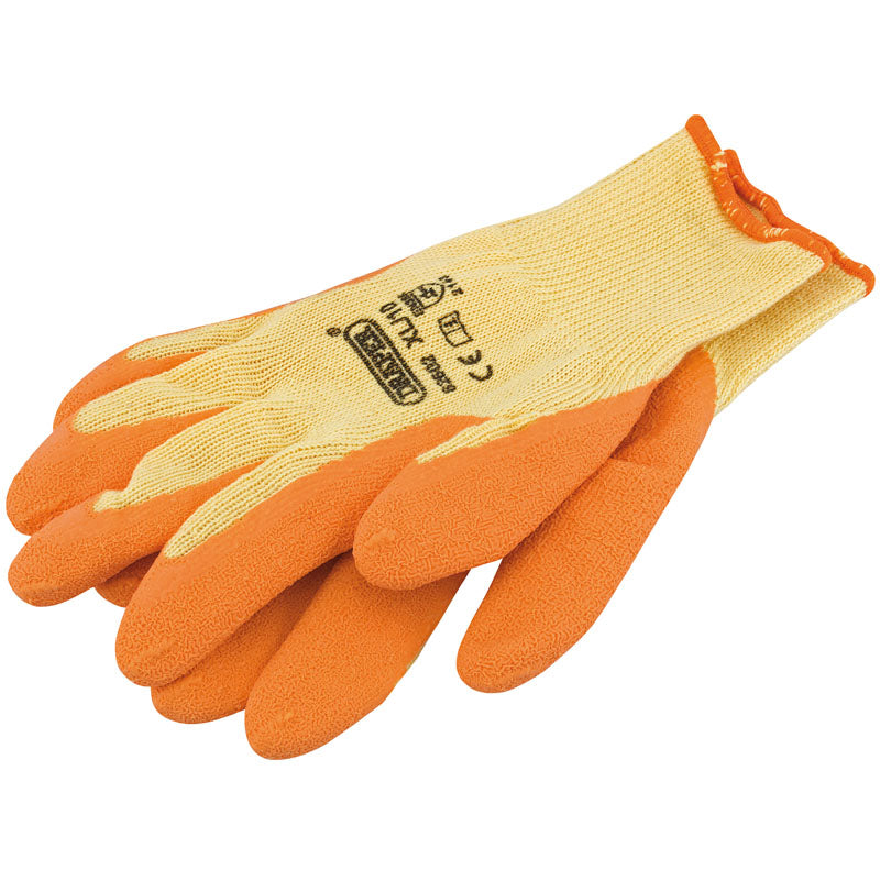 Draper Heavy Duty Latex Coated Work Gloves, Extra Large, Orange DRA-82602