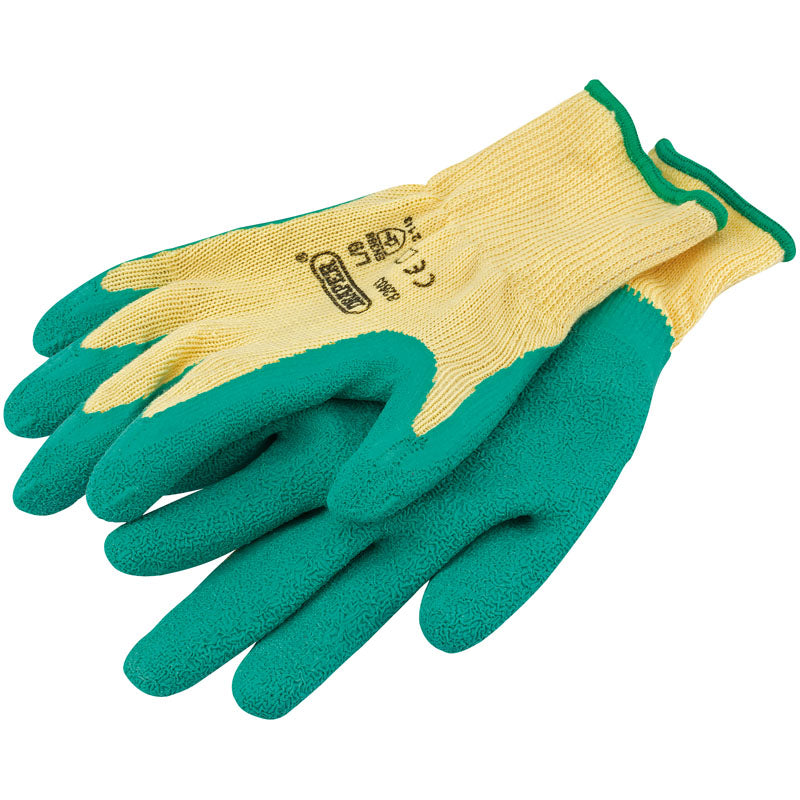 Draper Heavy Duty Latex Coated Work Gloves, Large, Green DRA-82603