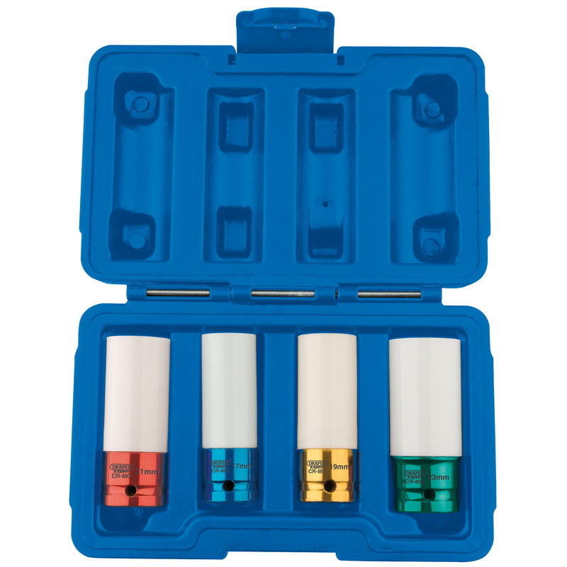 Draper 1/2" Sq. Dr. Wheel Nut Socket for Alloy Wheels (4 Piece) DRA-82972