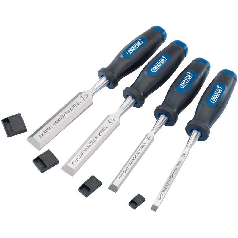 Draper Soft Grip Bevel Edge Wood Chisel Set (4 Piece) DRA-83351