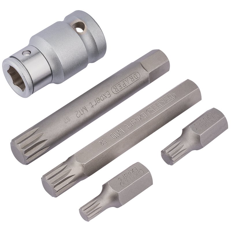Draper Spline Bit Set, 1/2" Sq. Dr. (5 Piece) DRA-83567