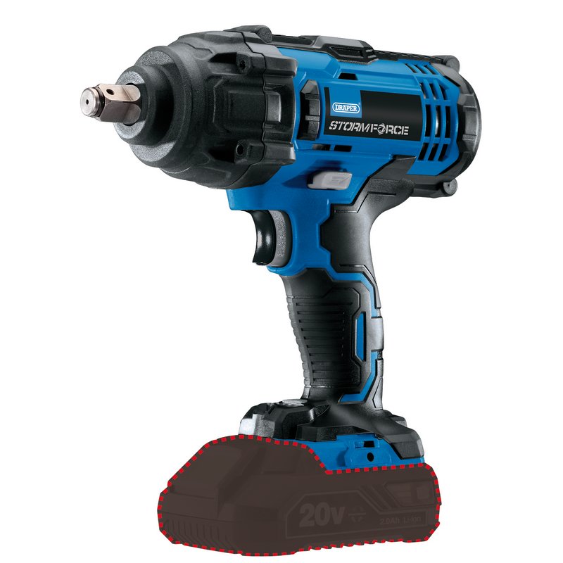 Draper Storm Force® ; 20V Mid-Torque Impact Wrench, 1/2" Sq. Dr., 400Nm (Sold Bare) DRA-89518