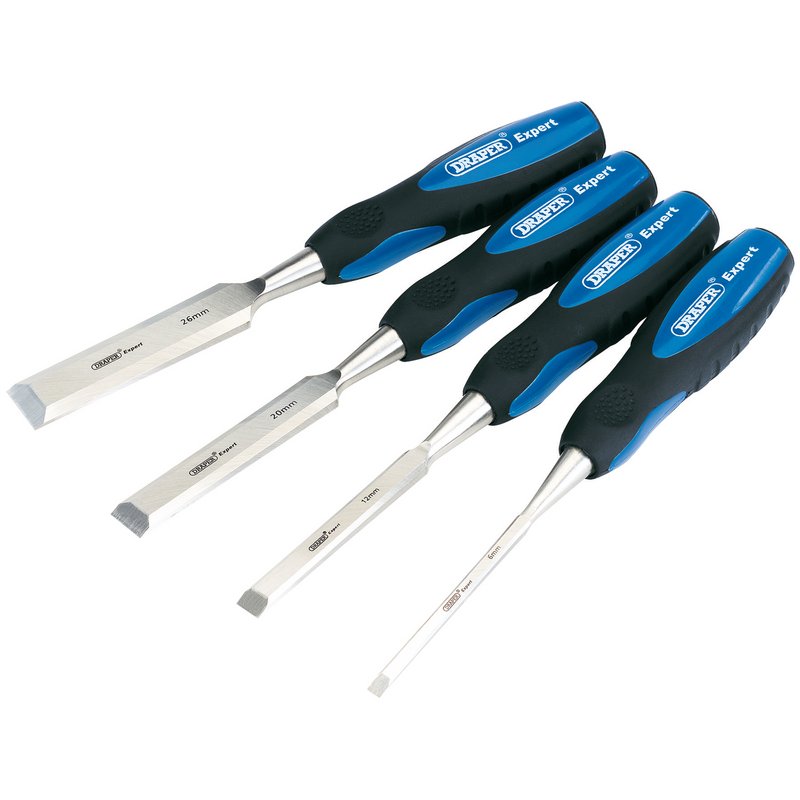 Draper Soft Grip Bevel Edge Wood Chisel Set, 150mm (4 Piece) DRA-89726