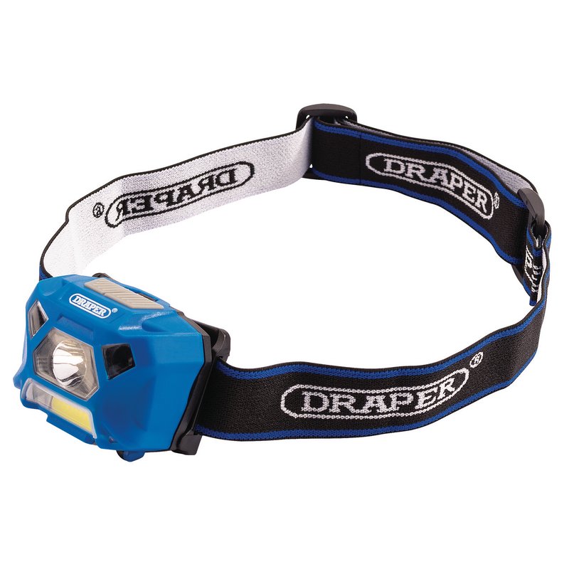 Draper Rechargeable COB & XP-E LED Head Torch, 3W, 200 Lumens DRA-90067