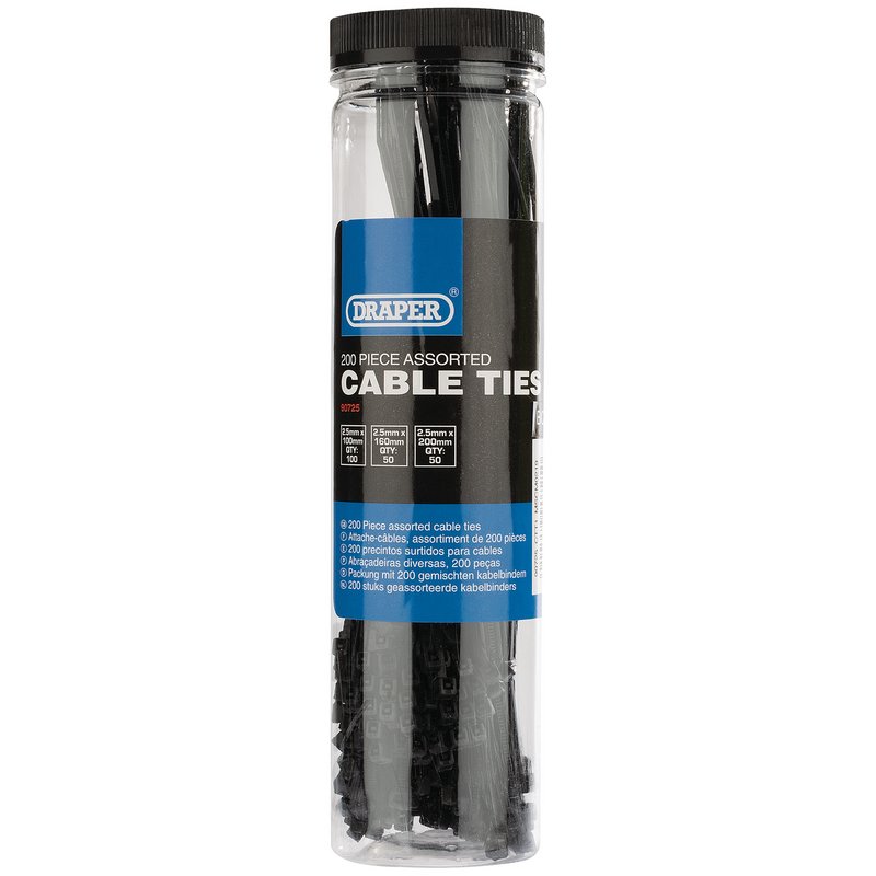 Draper Assorted Nylon Cable Tie Pack (200 Piece) DRA-90725