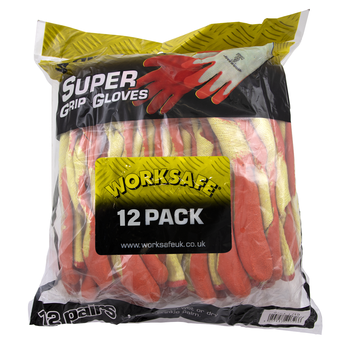 Sealey Super Grip Knitted Gloves Latex Palm (Large) - Pack of 12 Pairs 9121L/12