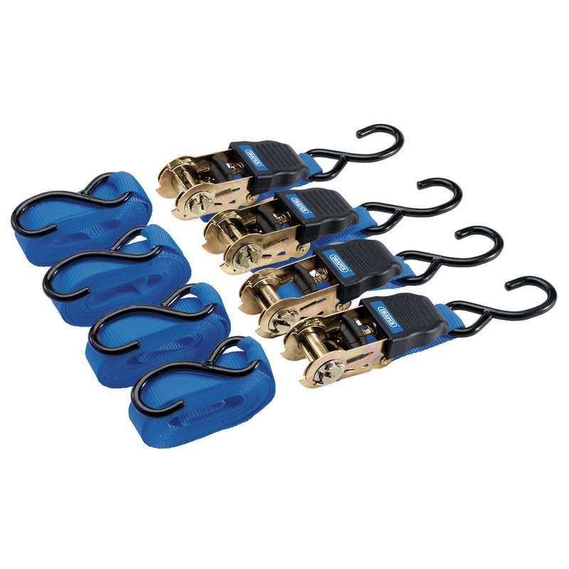Draper Ratcheting Tie Down Straps, 4.5m x 25mm, 225kg (4 Piece) DRA-92771