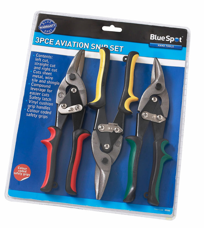 BlueSpot 3 PCE 250mm (10") Aviation Cutting Snips Set 09305