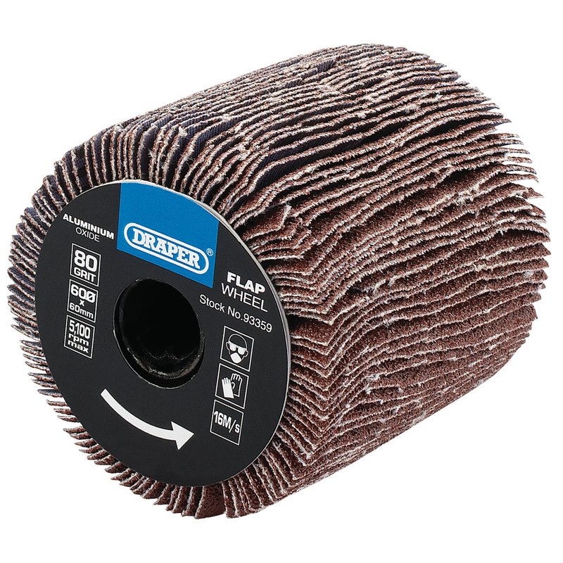 Draper Aluminium Oxide Flap Wheel, 60 x 60mm, 80 Grit DRA-93359