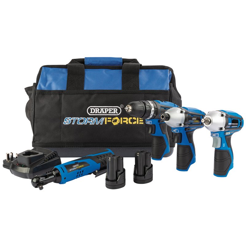 Draper Storm Force® ; 10.8V Power Interchange 4 Piece Kit (2x 1.5Ah Batteries, Charger and Bag) DRA-93446
