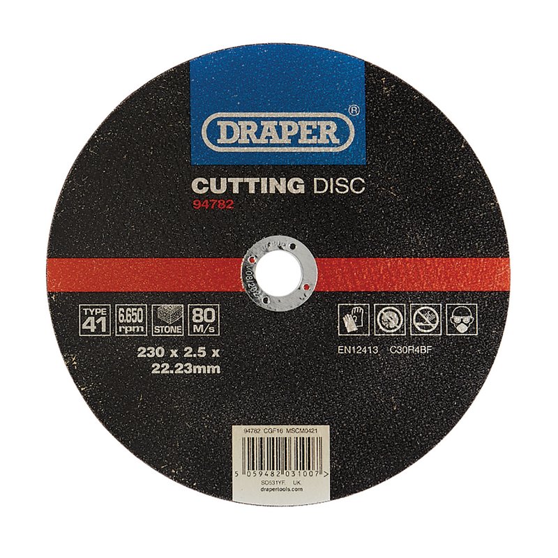 Draper Flat Stone Cutting Disc, 230 x 2.5 x 22.23mm DRA-94782