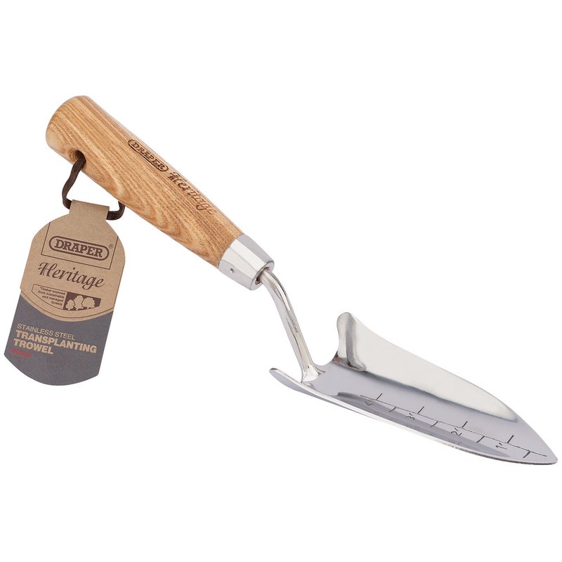 Draper Heritage Stainless Steel Transplanting Trowel with Ash Handle DRA-99022