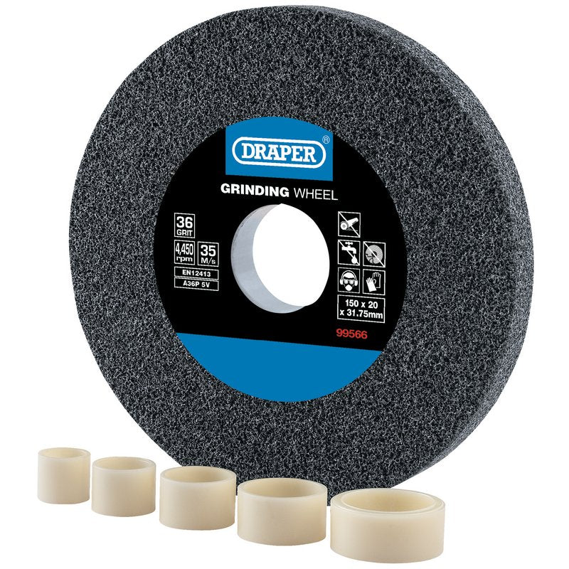 Draper Aluminium Oxide Bench Grinding Wheel, 150 x 20mm, 36g DRA-99566
