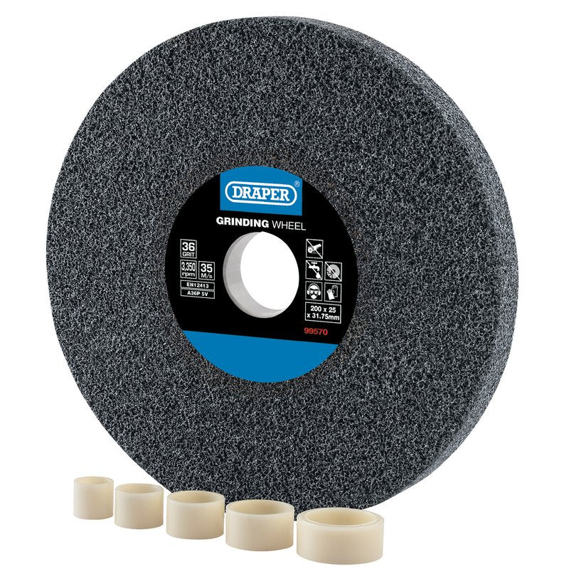 Draper Aluminium Oxide Bench Grinding Wheel, 200 x 25mm, 36g DRA-99570