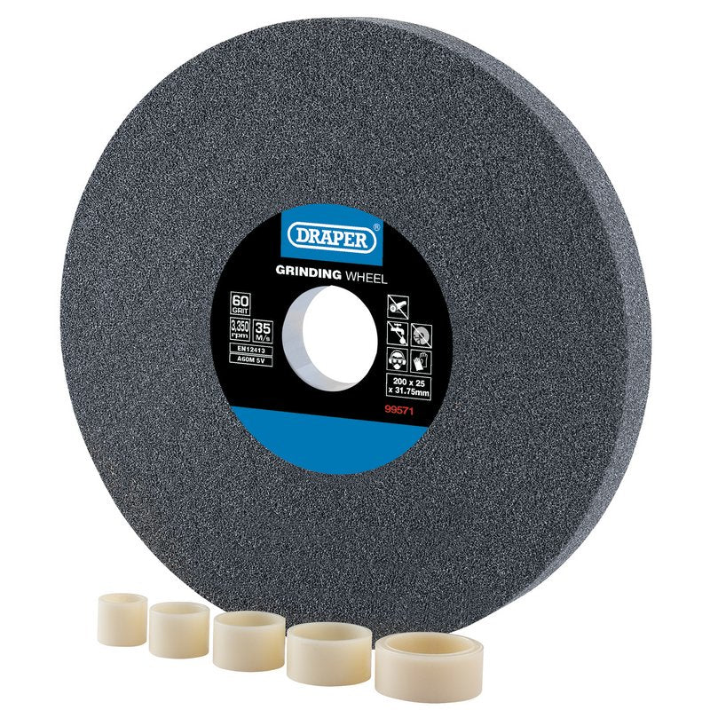 Draper Aluminium Oxide Bench Grinding Wheel, 200 x 25mm, 60g DRA-99571