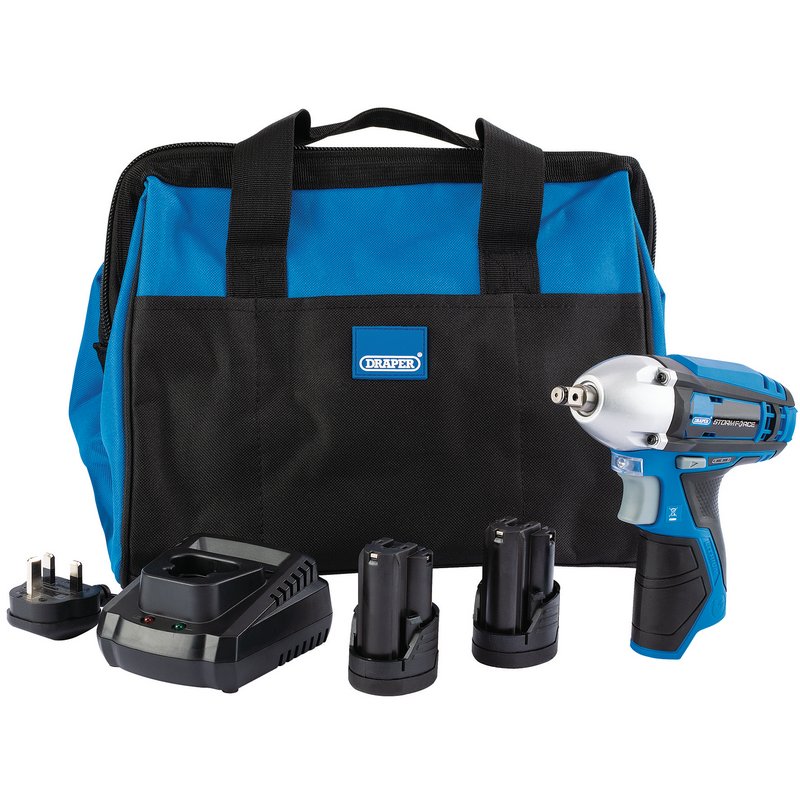 Draper Storm Force® ; 10.8V Power Interchange Impact Wrench Kit (+2x 1.5Ah Batteries, Charger and Bag) DRA-99717
