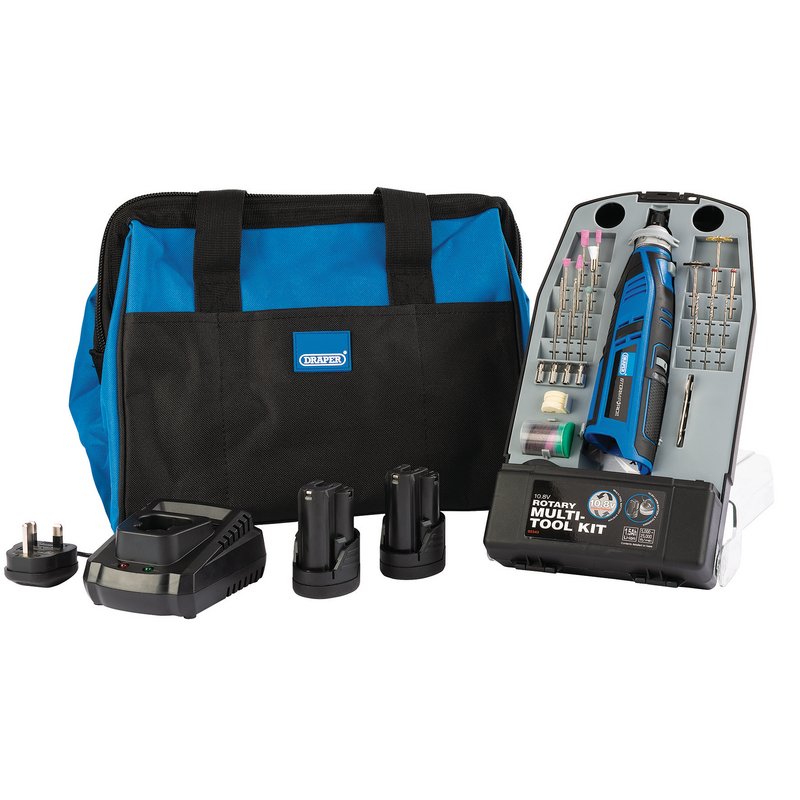Draper Storm Force® ; 10.8V Power Interchange Multi-Tool Kit (+2x 1.5Ah Batteries, Charger and Bag) DRA-99719