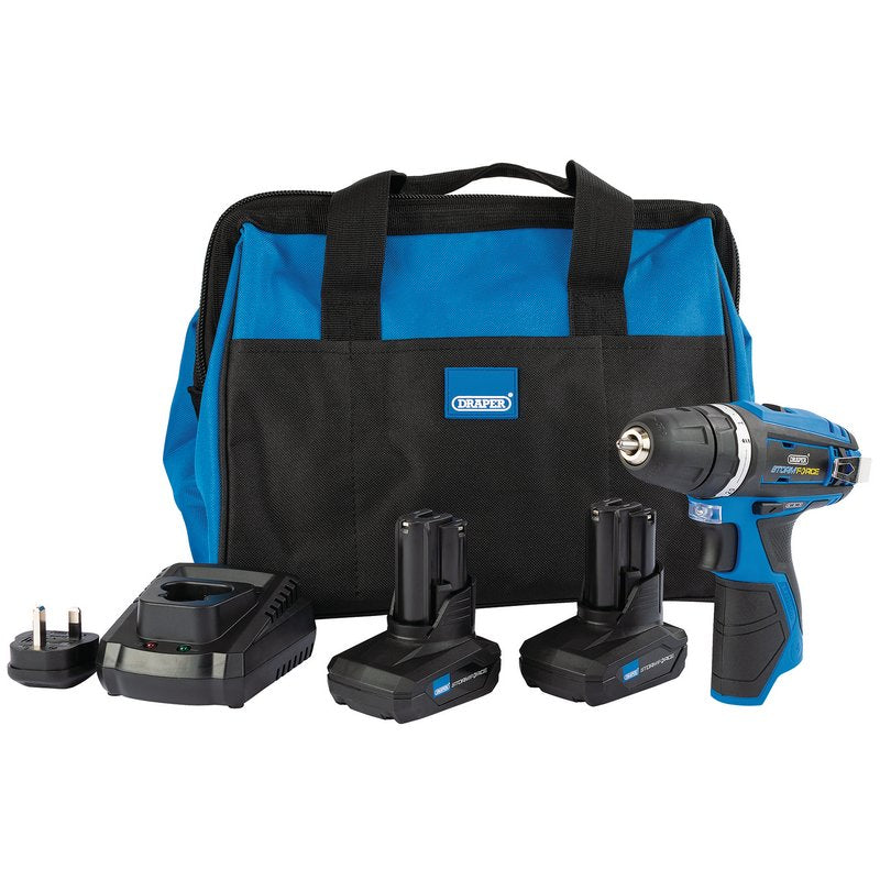 Draper Storm Force® ; 10.8V Power Interchange Rotary Drill Kit (+2x 4Ah Batteries, Charger and Bag) DRA-99722