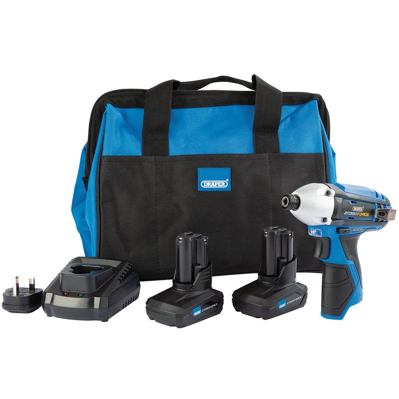 Draper Storm Force® ; 10.8V Power Interchange Impact Driver Kit (+2x 4Ah Batteries, Charger and Bag) DRA-99723