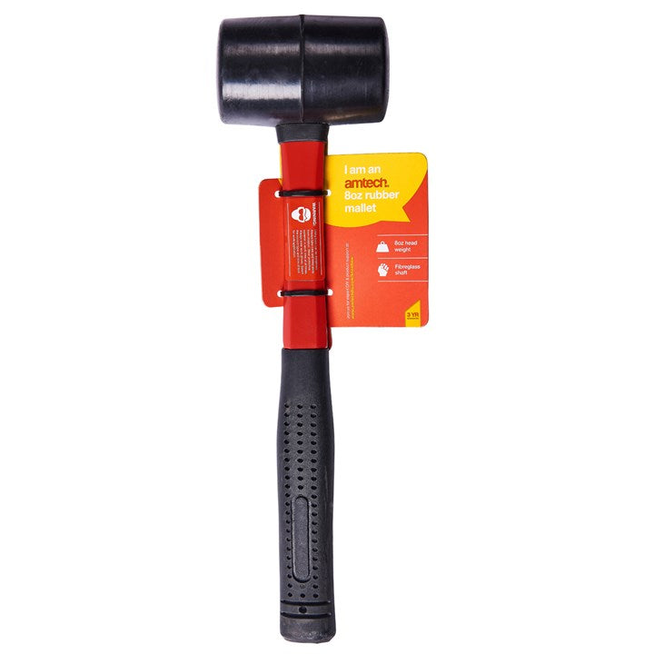 Amtech 8oz (225g) Black rubber mallet with fibreglass shaft A1575